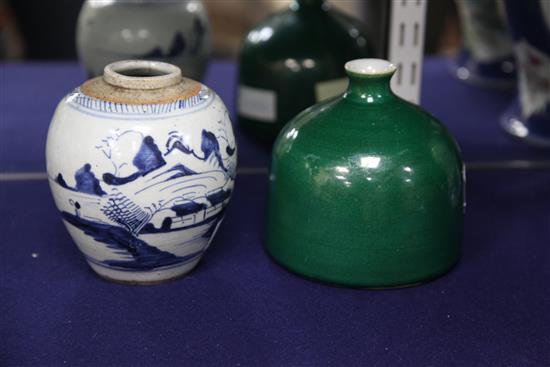 Blue and white landscape jar with Quinlong mark